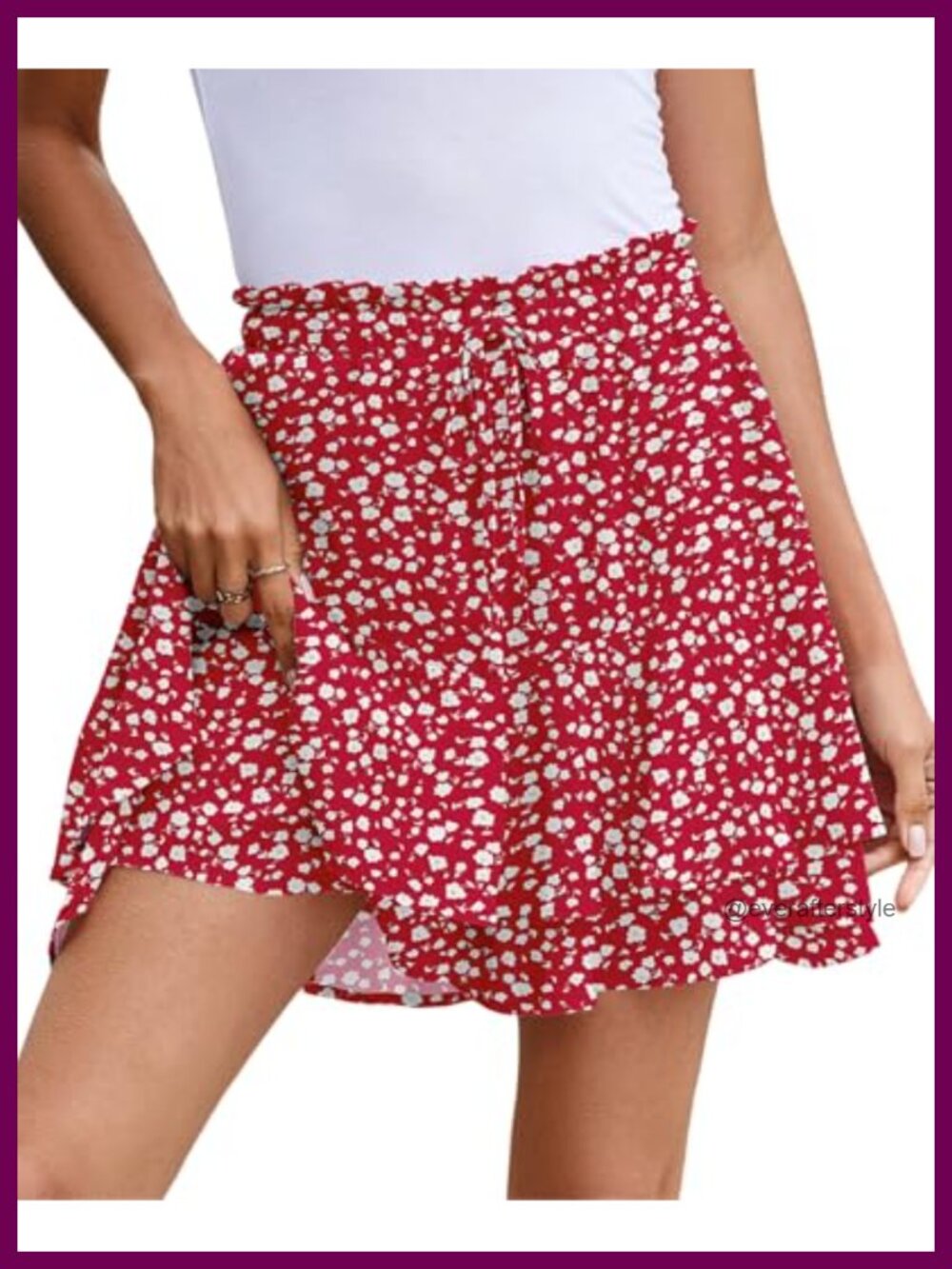 Womens Floral Skorts Ruffle Flowy Mini Skirt Shorts Summer
